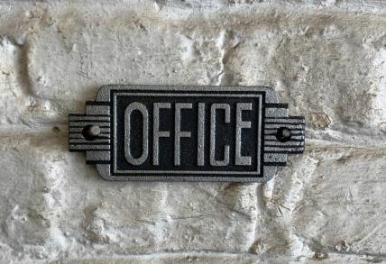 Art Deco Cast Iron Sign Plaque Office 
