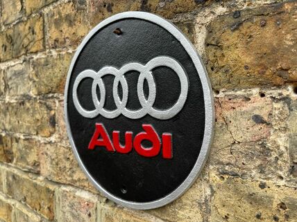 Audi Sign Cast Iron Garage Man Cave Wall Logo Sign Heavy Car Sign Round 