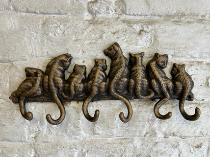 Cat Key Rack (Bronze Style - 6 Hooks) - Cast Iron Wholesale