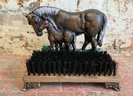 Horse doorstop &amp; brush