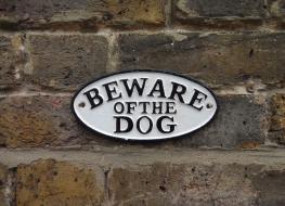small &quot;Beware of the Dog&quot; sign