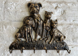4 dogs key rack -bronze