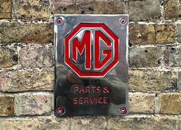 polished MG parts &amp; service plaque